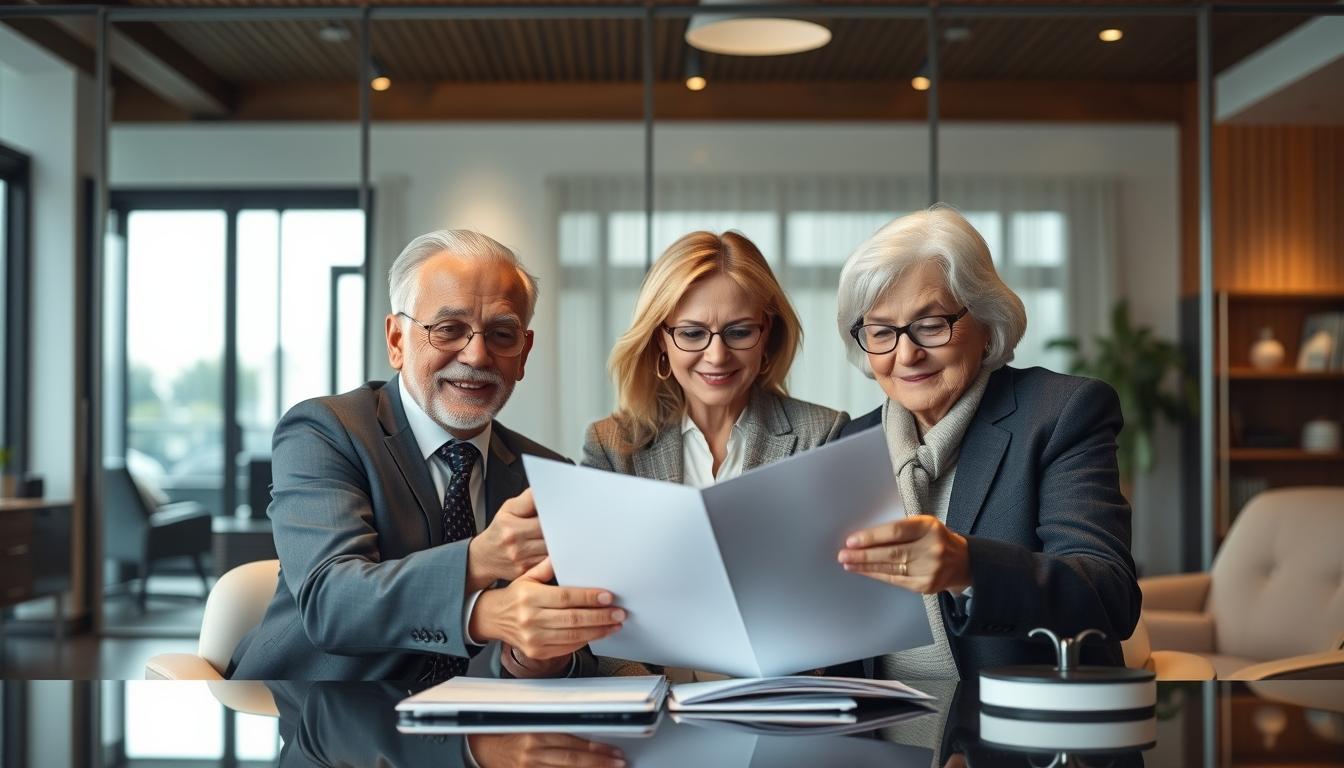 Family reviewing legal documents
